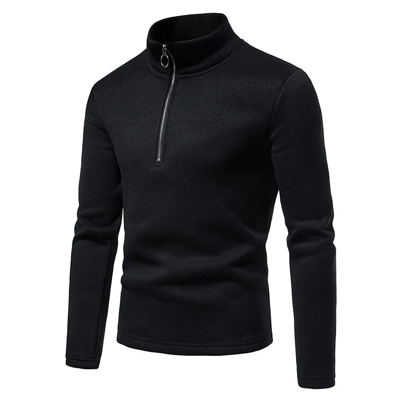 Herren Feinstrick-Halbzip-Pullover mit Stehkragen und melierter Struktur Nord Taschen