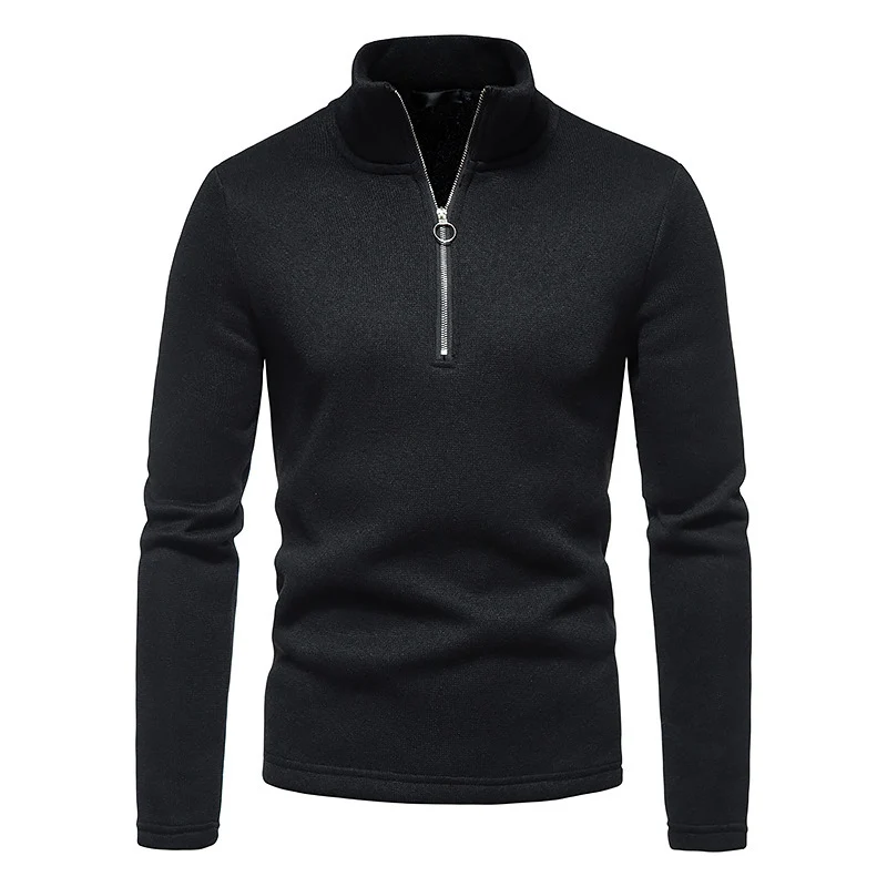 Herren Feinstrick-Halbzip-Pullover mit Stehkragen und melierter Struktur Nord Taschen