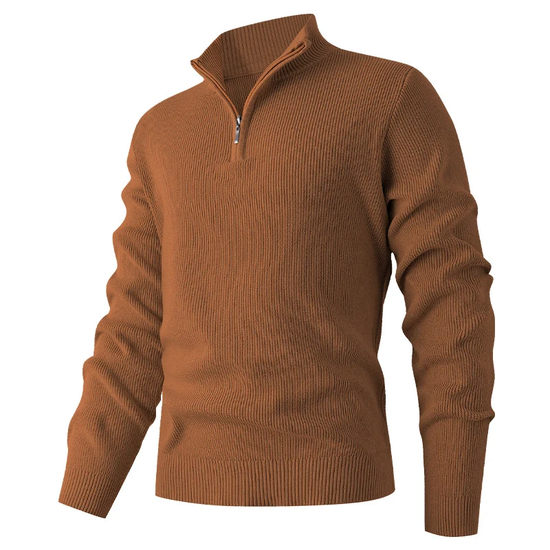 Herren Feinstrick‑Halbzip‑Pullover mit geripptem Mockneck und schlanker Passform Nord Taschen