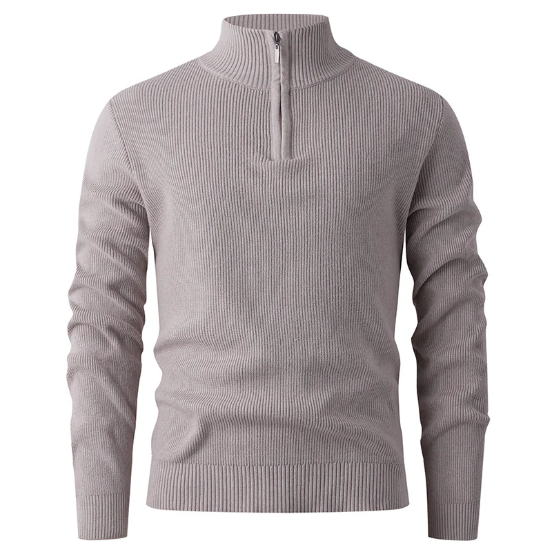 Herren Feinstrick‑Halbzip‑Pullover mit geripptem Mockneck und schlanker Passform Nord Taschen