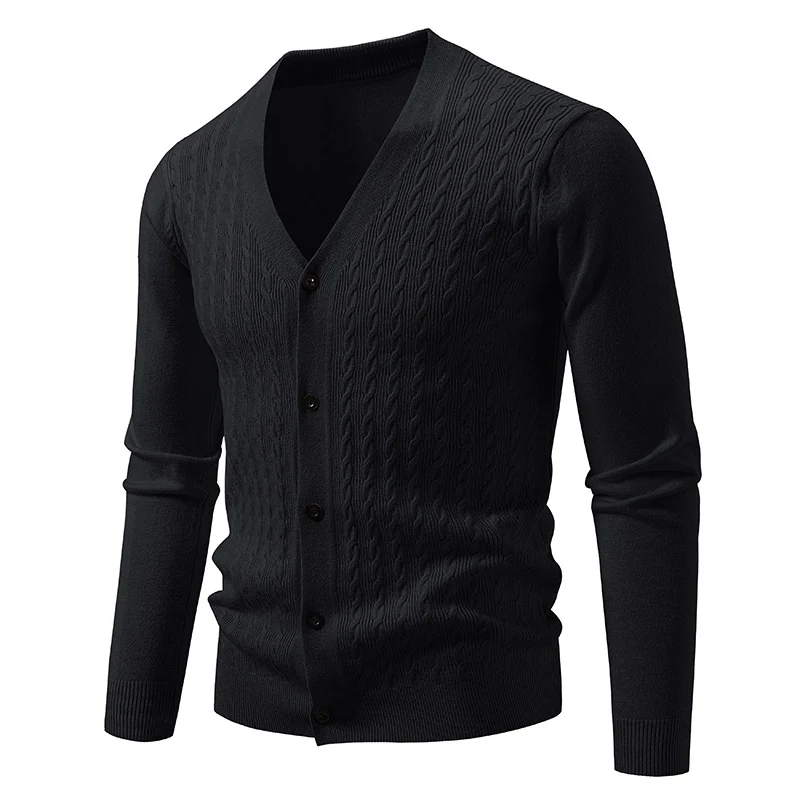 Herren Feinstrick-Cardigan mit Zopfmuster, V‑Ausschnitt und Knopfleiste Nord Taschen