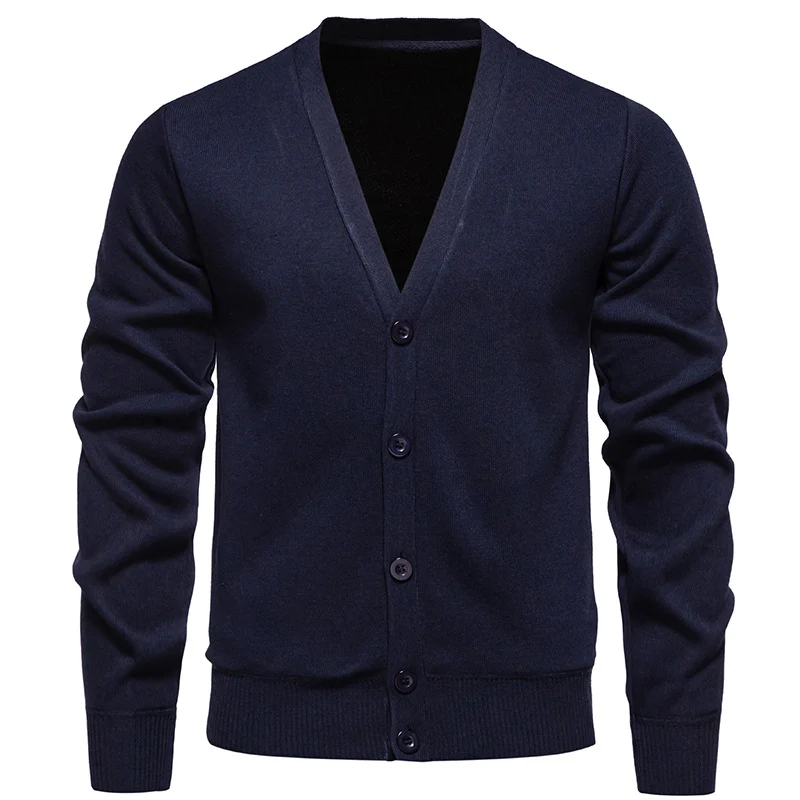 Herren Feinstrick-Cardigan mit V-Ausschnitt, schmaler Silhouette und Rippabschlüssen Nord Taschen