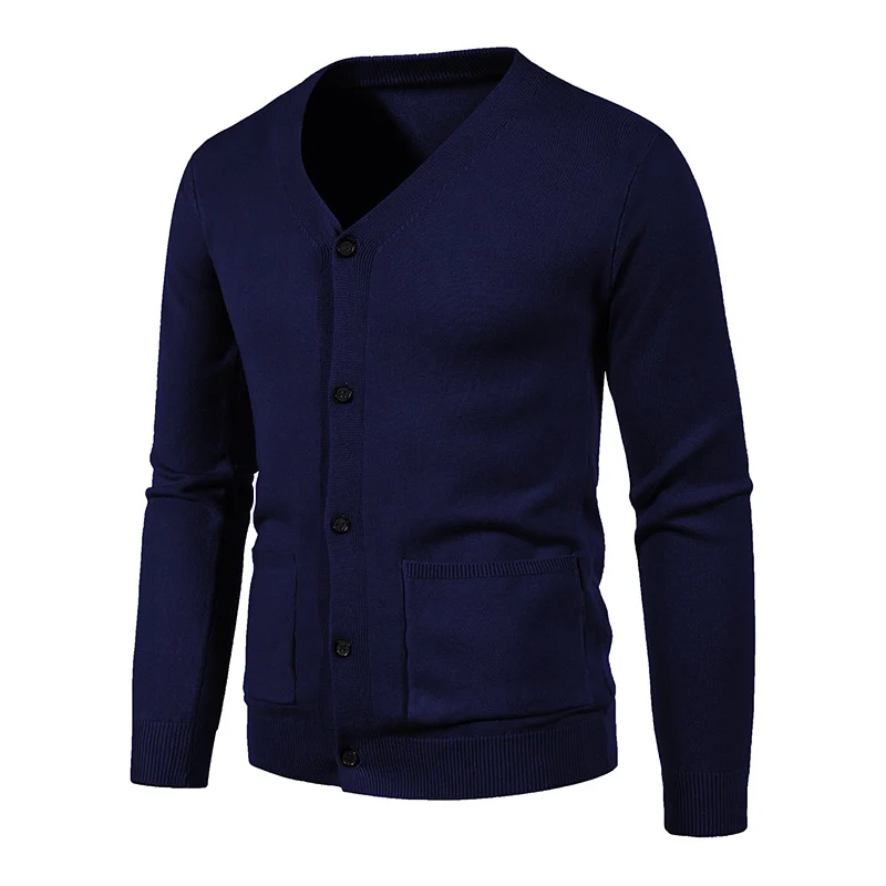 Herren Feinstrick-Cardigan mit V-Ausschnitt, Knopfleiste und aufgesetzten Taschen Nord Taschen