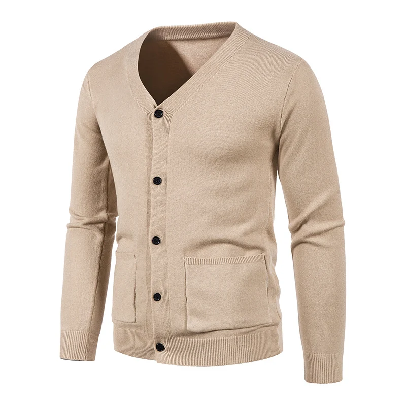 Herren Feinstrick-Cardigan mit V-Ausschnitt, durchgehender Knopfleiste und aufgesetzten Taschen Nord Taschen