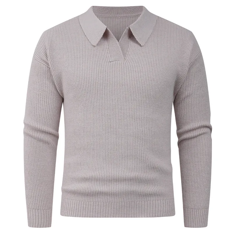 Herren Feines Strick-Poloshirt mit Hemdkragen und geripptem Saum Nord Taschen