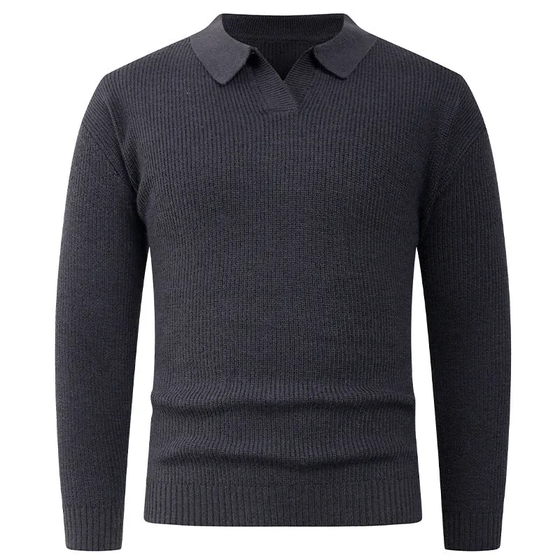 Herren Feines Strick-Poloshirt mit Hemdkragen und geripptem Saum Nord Taschen