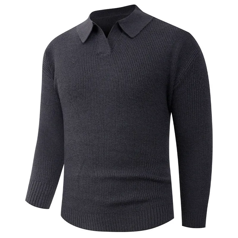 Herren Feines Strick-Poloshirt mit Hemdkragen und geripptem Saum Nord Taschen