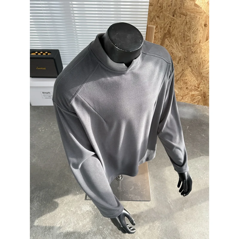 Herren Feines Lockeres Langarm-Sweatshirt mit kurzem Stehkragen und minimalistischer Nahtführung Nord Taschen