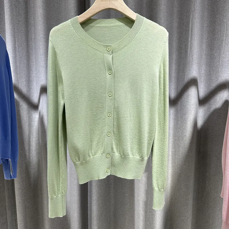 Damen Leichter Feinstrick-Cardigan mit Rundhalsausschnitt, taillierter Passform & verlängerten Bündchen Nord Taschen