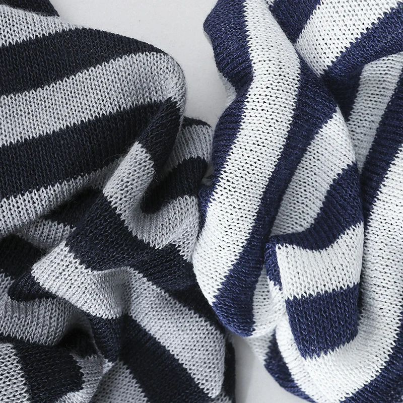 Damen lässiger Oversize Strickpullover mit U-Boot-Ausschnitt und maritimen Querstreifen Nord Taschen
