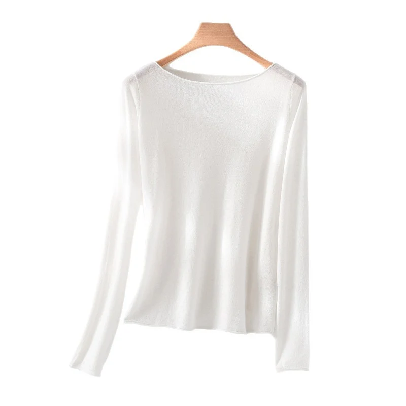 Damen Langarm-Feinstrickshirt mit U-Boot-Ausschnitt und leichtem Fall Nord Taschen