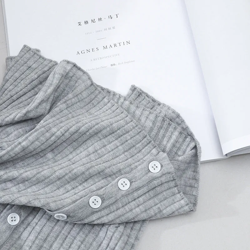 Damen Kurzärmeliger gerippter Knopfcardigan aus Feinstrick Nord Taschen