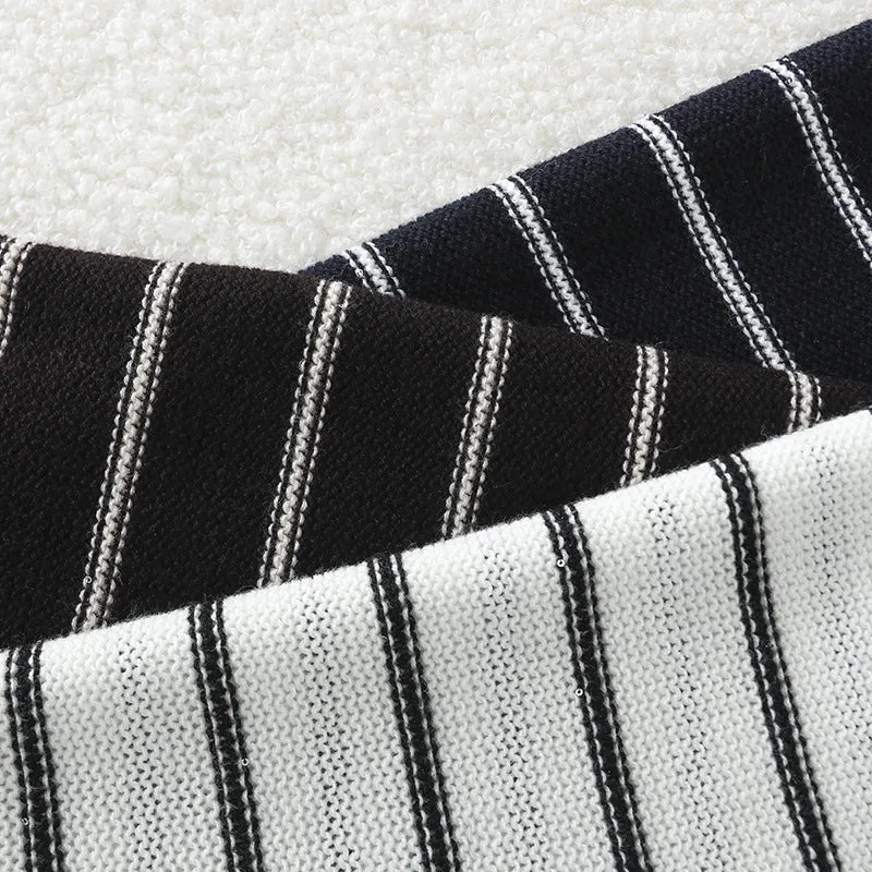 Damen Kurzarm-Feinstrickpullover mit maritimen Streifen Nord Taschen