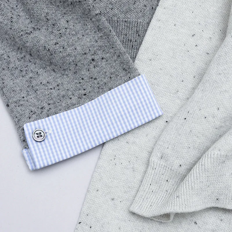 Damen Kurz geschnittener Feinstrick-Cardigan mit kontrastierenden Hemdblusenmanschetten Nord Taschen