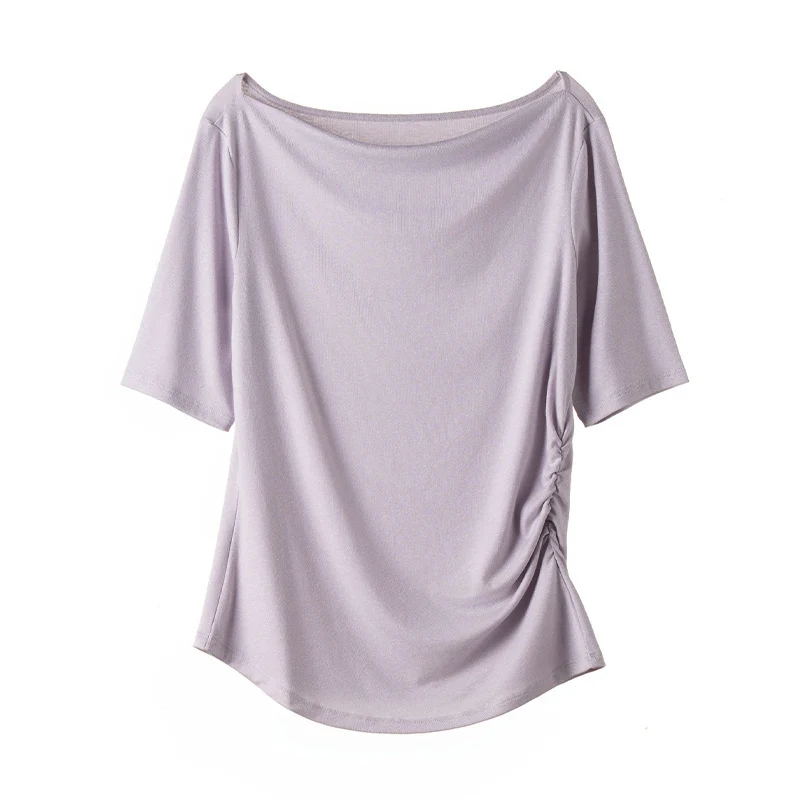 Damen Jerseytop mit U-Boot-Ausschnitt und seitlicher Raffung Nord Taschen