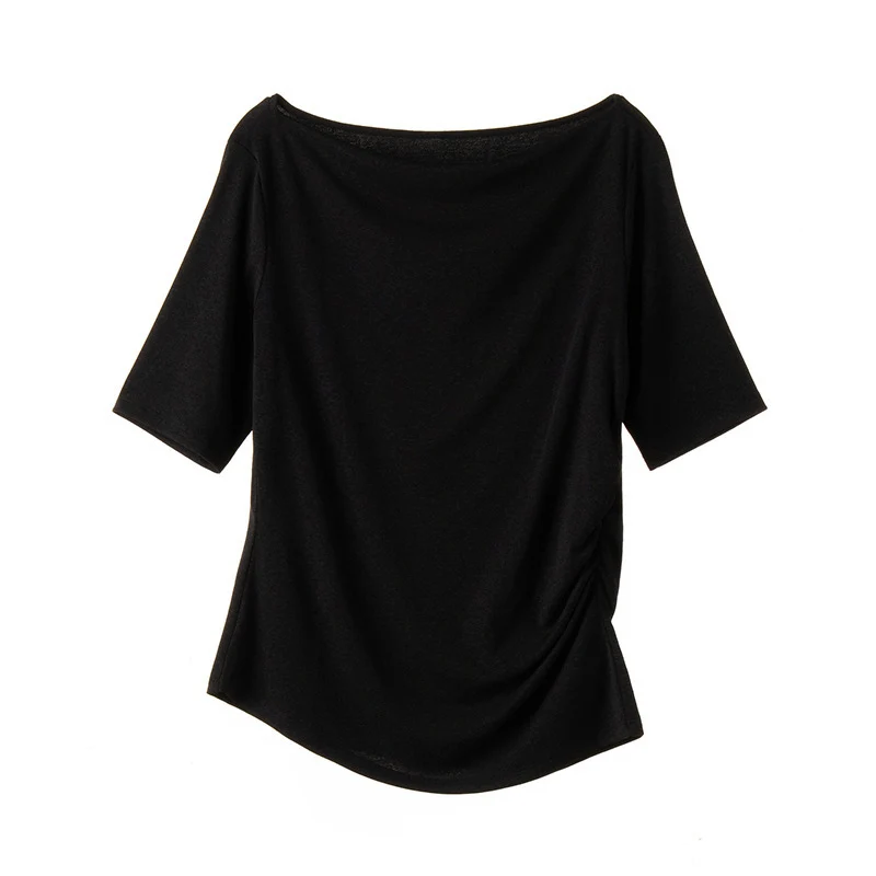 Damen Jerseytop mit U-Boot-Ausschnitt und seitlicher Raffung Nord Taschen