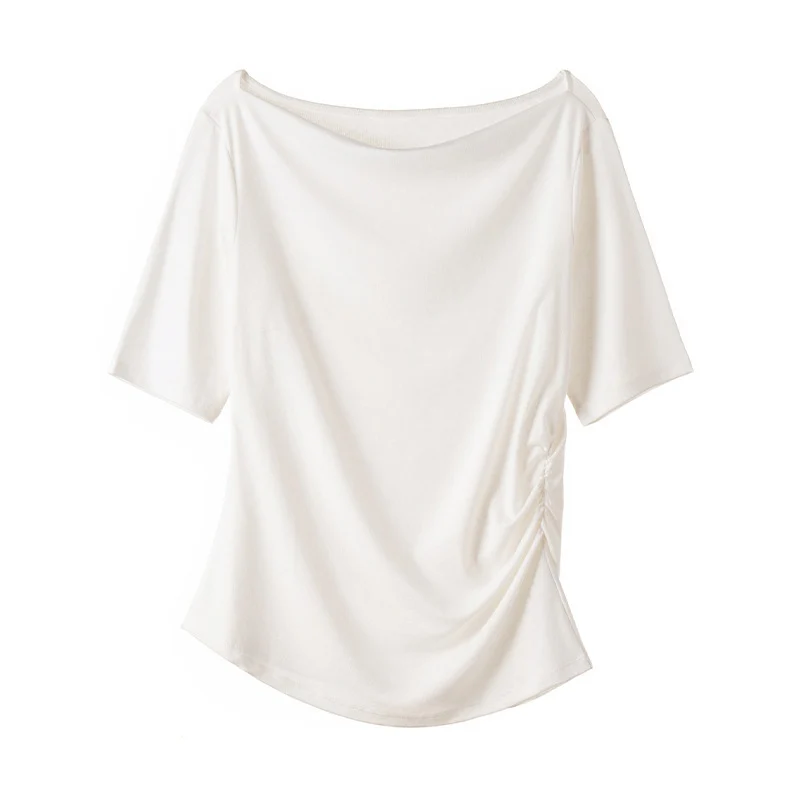 Damen Jerseytop mit U-Boot-Ausschnitt und seitlicher Raffung Nord Taschen