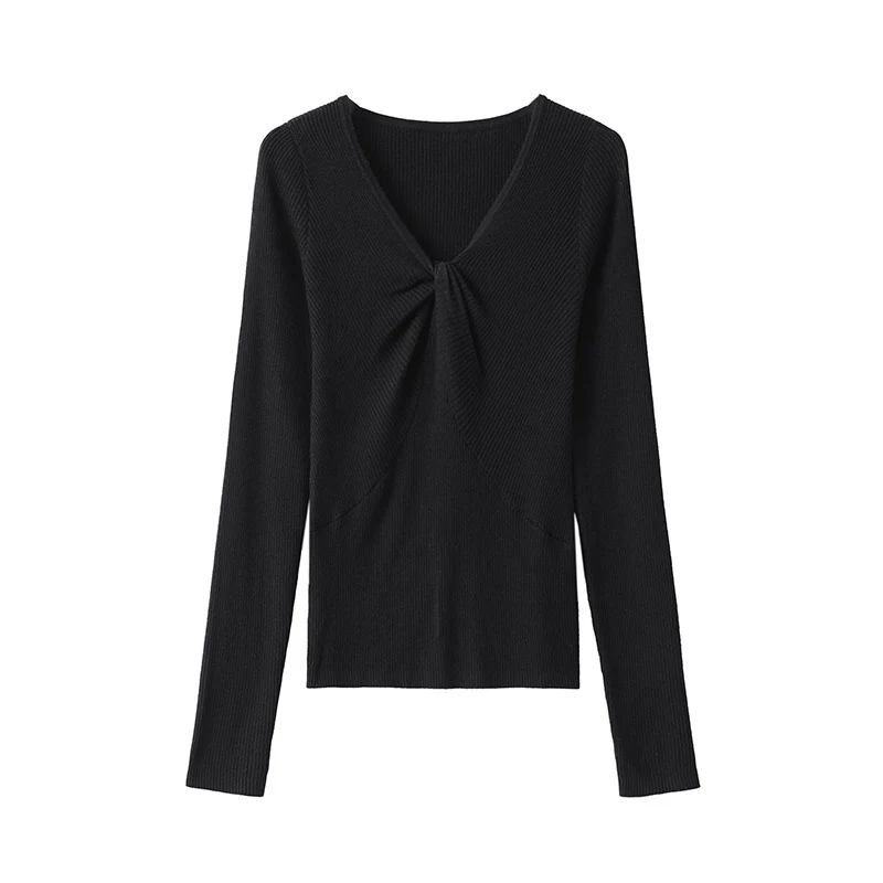 Damen Feinstrick-Top mit V-Ausschnitt, Twist-Detail und figurbetonter Passform Nord Taschen
