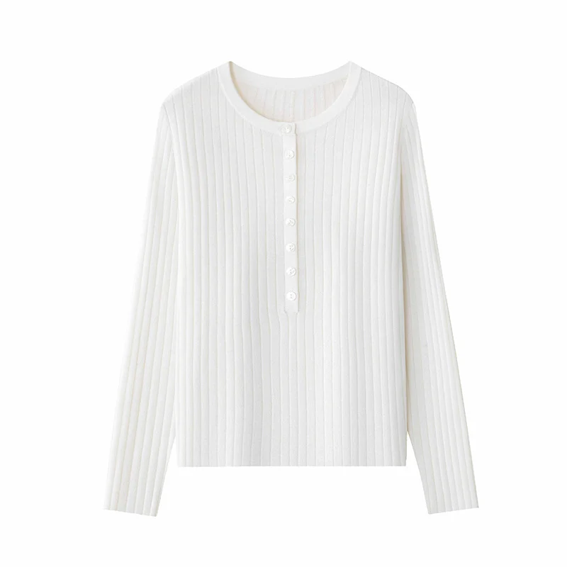 Damen Feinstrick-Pullover mit Henley-Knopfleiste und Rippenstruktur Nord Taschen