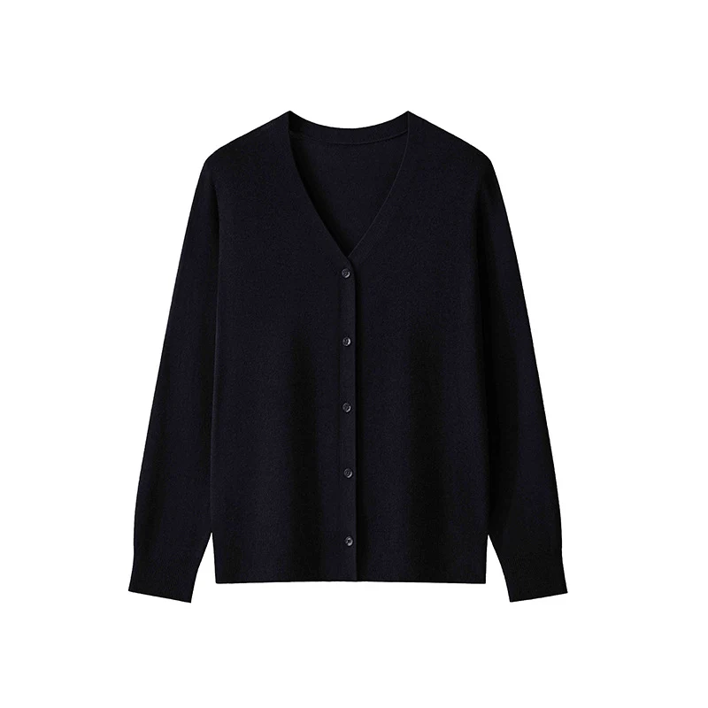 Damen Feinstrick-Cardigan mit V‑Ausschnitt, durchgehender Knopfleiste und leichtem Fall Nord Taschen