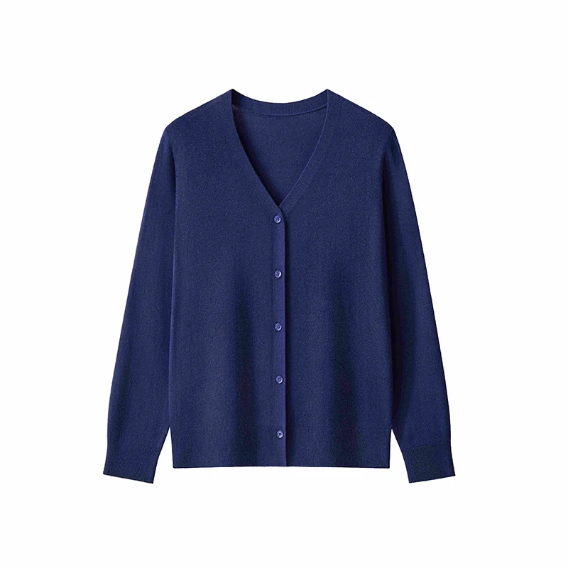 Damen Feinstrick-Cardigan mit V‑Ausschnitt, durchgehender Knopfleiste und leichtem Fall Nord Taschen
