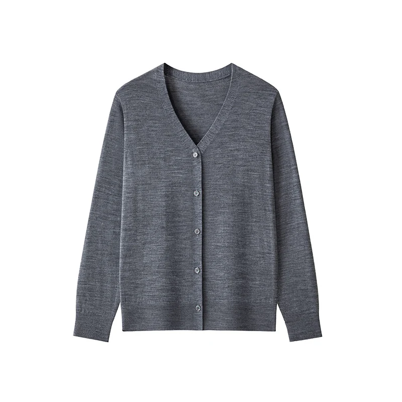 Damen Feinstrick-Cardigan mit V‑Ausschnitt, durchgehender Knopfleiste und leichtem Fall Nord Taschen