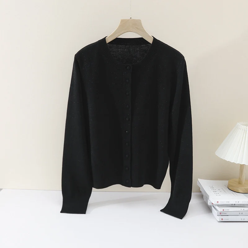 Damen Feinstrick-Cardigan mit Rundhalsausschnitt und Perlmuttknöpfen Nord Taschen