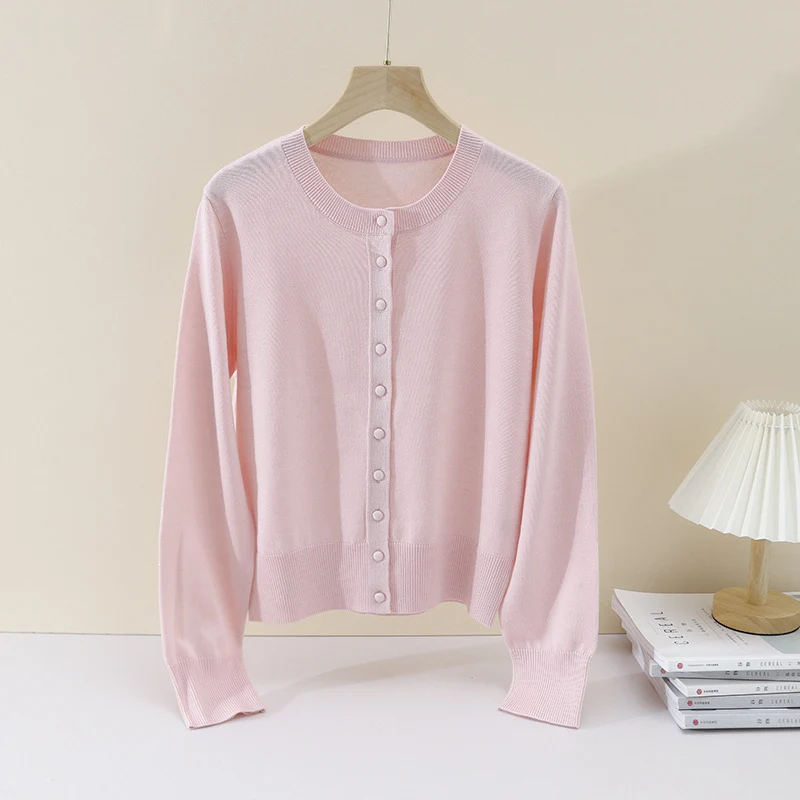 Damen Feinstrick-Cardigan mit Rundhalsausschnitt und Perlmuttknöpfen Nord Taschen