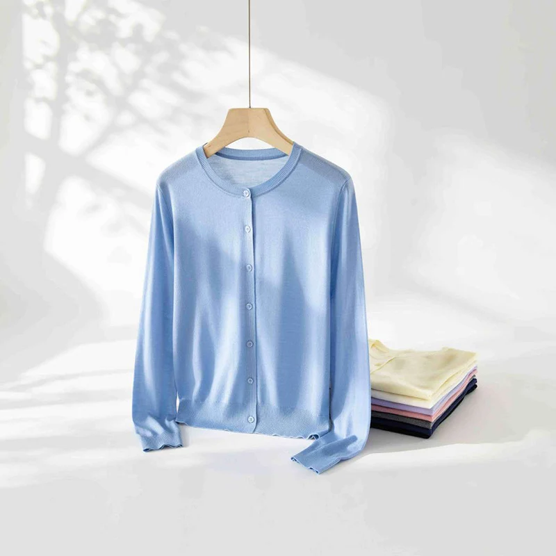 Damen Feinstrick-Cardigan mit Rundhalsausschnitt und Knopfleiste Nord Taschen