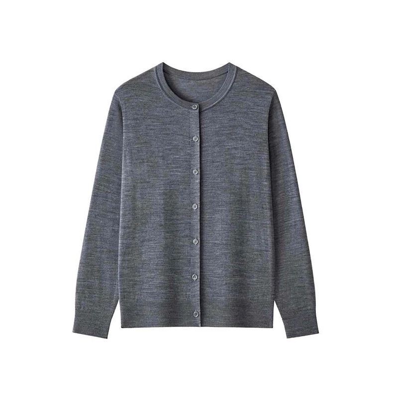 Damen Feinstrick-Cardigan mit Rundhalsausschnitt und Knopfleiste Nord Taschen