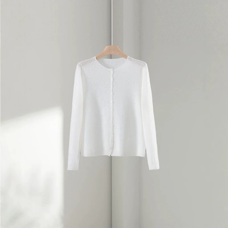 Damen Feinstrick-Cardigan mit Rundhals und durchgehender Knopfleiste Nord Taschen
