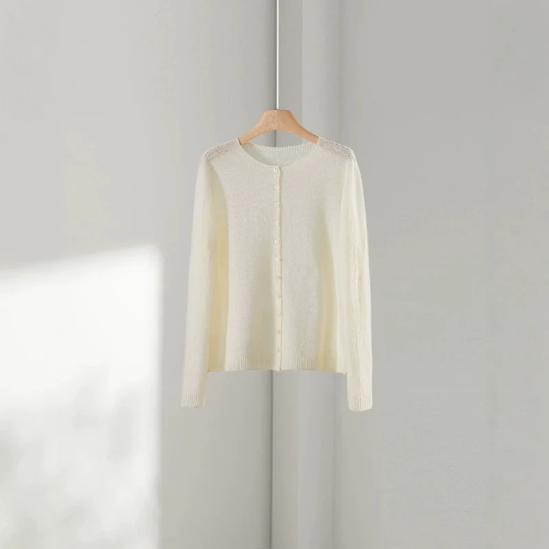 Damen Feinstrick-Cardigan mit Rundhals und durchgehender Knopfleiste Nord Taschen