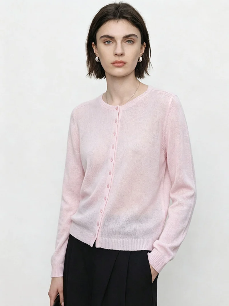 Damen Feinstrick-Cardigan mit Rundhals und durchgehender Knopfleiste Nord Taschen