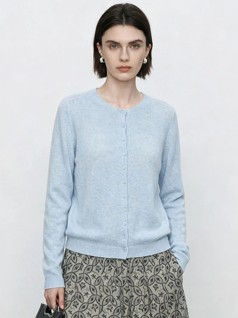 Damen Feinstrick-Cardigan mit Rundhals und durchgehender Knopfleiste Nord Taschen