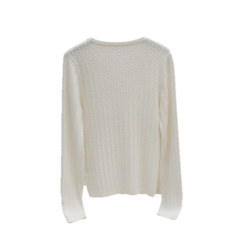 Damen Feines Zopfmuster-Henley-Feinstrickshirt mit Rundhals & Knopfleiste Nord Taschen