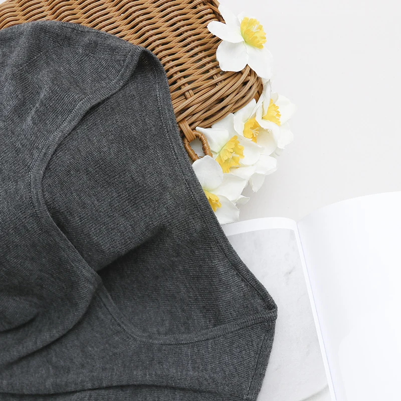 Damen Feines Ripp-Strick-Top mit breiten Trägern und glattem Fall Nord Taschen