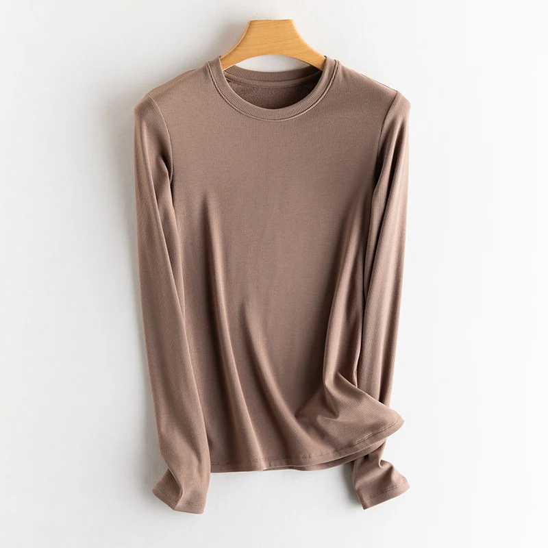 Damen Feines Ripp-Langarmshirt mit Rollkragen und Volantkanten Nord Taschen