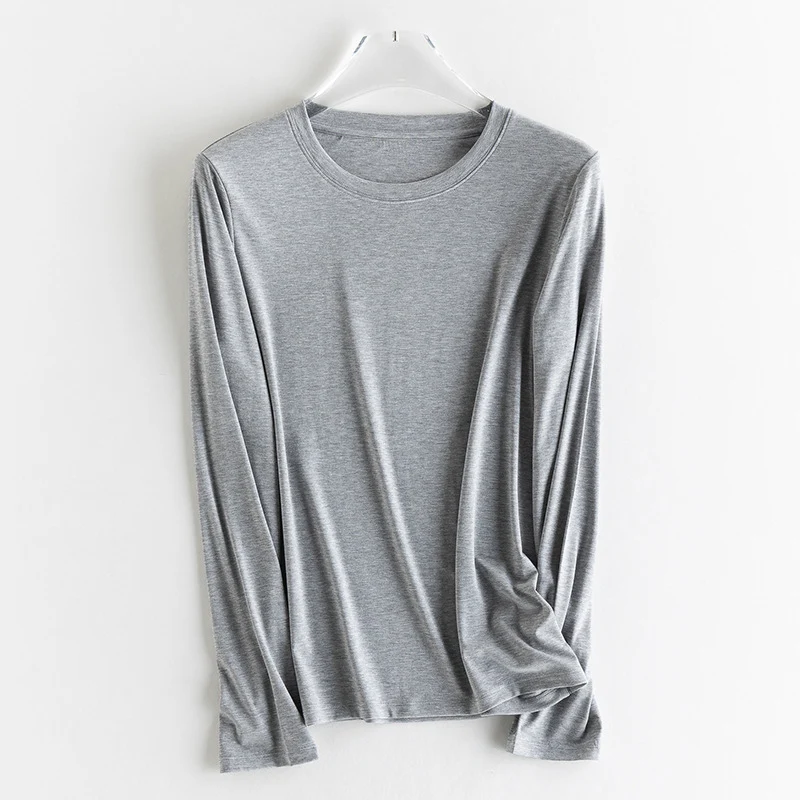 Damen Feines Longsleeve aus elastischem Modal-Jersey mit Rundhalsausschnitt und figurumspielendem Fall Nord Taschen