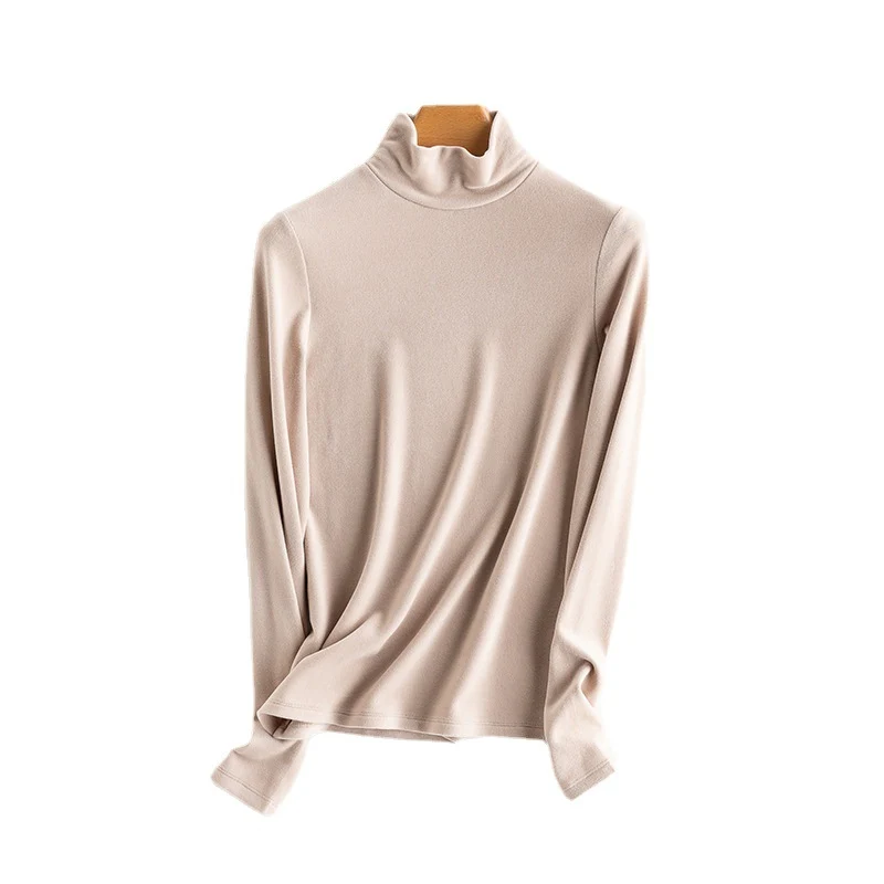 Damen Feines Langarmshirt mit Stehkragen aus Stretch‑Jersey, figurnahe Silhouette Nord Taschen