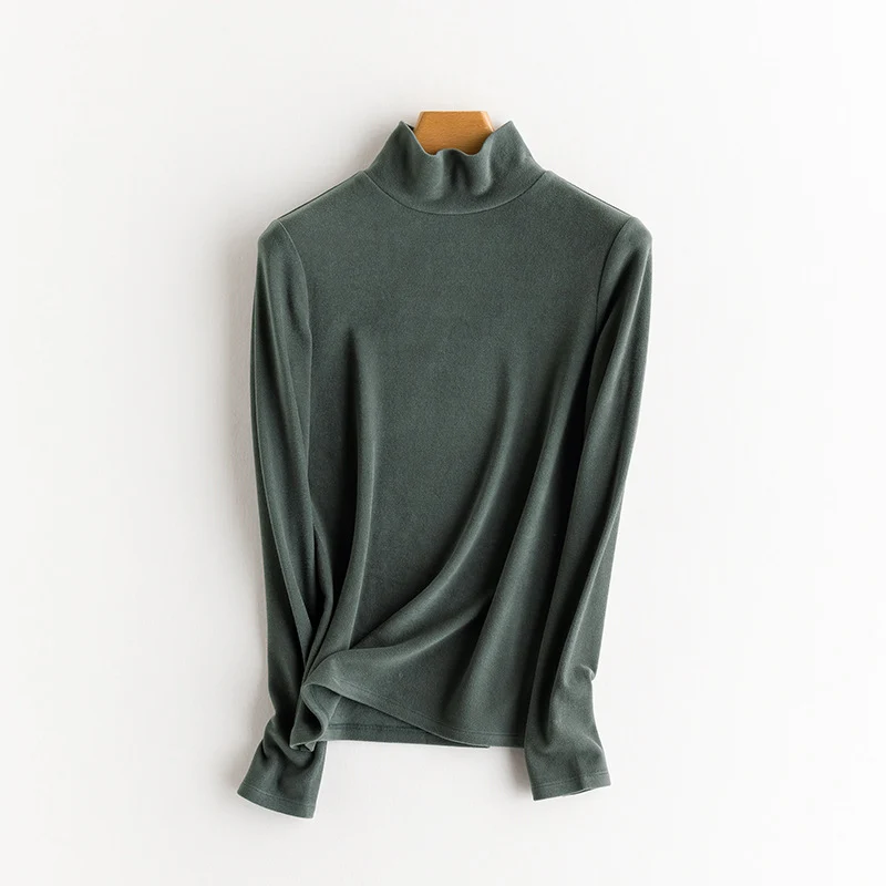 Damen Feines Langarmshirt mit Stehkragen aus Stretch‑Jersey, figurnahe Silhouette Nord Taschen