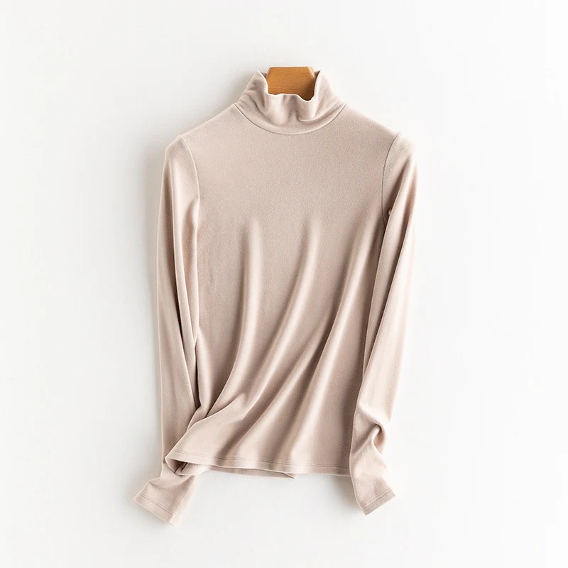 Damen Feines Langarmshirt mit Stehkragen aus Stretch‑Jersey, figurnahe Silhouette Nord Taschen
