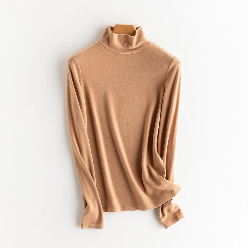 Damen Feines Langarmshirt mit Stehkragen aus Stretch‑Jersey, figurnahe Silhouette Nord Taschen