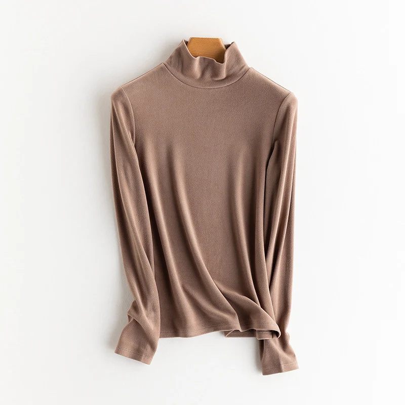 Damen Feines Langarmshirt mit Stehkragen aus Stretch‑Jersey, figurnahe Silhouette Nord Taschen