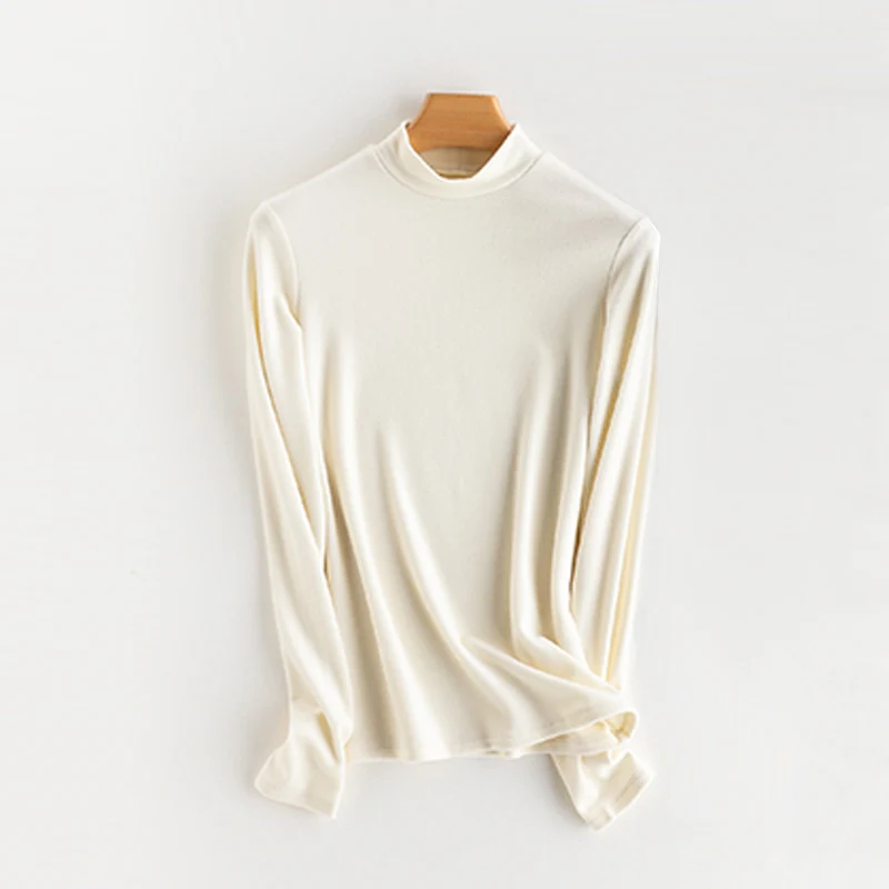 Damen Feines Langarmshirt mit Stehkragen aus Stretch‑Jersey, figurnahe Silhouette Nord Taschen