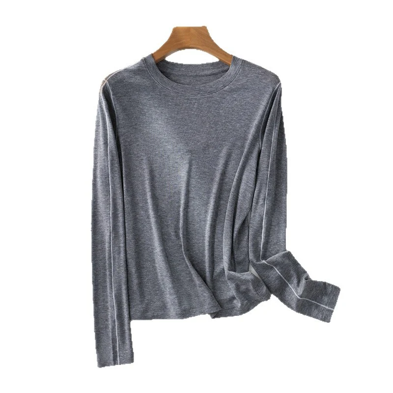 Damen Feines Langarm-Feinstrickshirt mit Kontrastpaspel an den Ärmeln Nord Taschen