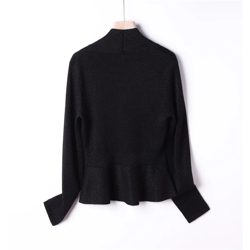 Damen Feiner Strickcardigan mit Schalkragen, taillenbetontem Peplum und Zierknopfleiste Nord Taschen