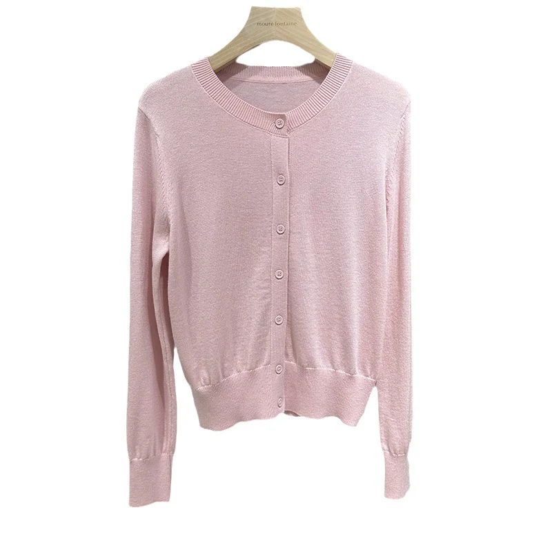 Damen Feiner Rundhals-Feinstrick-Cardigan mit schmaler Silhouette & verlängerten Bündchen Nord Taschen