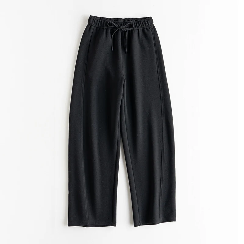 Damen Elastische Wide-Leg Freizeit-Hose mit Tunnelzug und Bügelfalte Nord Taschen