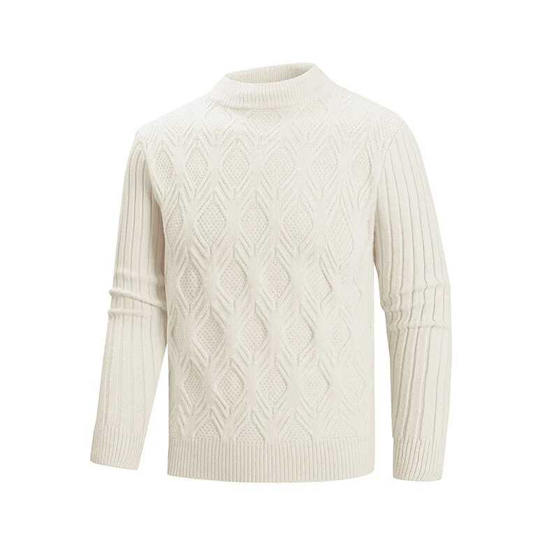 Herren Feiner Zopfmuster-Pullover mit kurzem Stehkragen und Raglanärmeln Nord Taschen