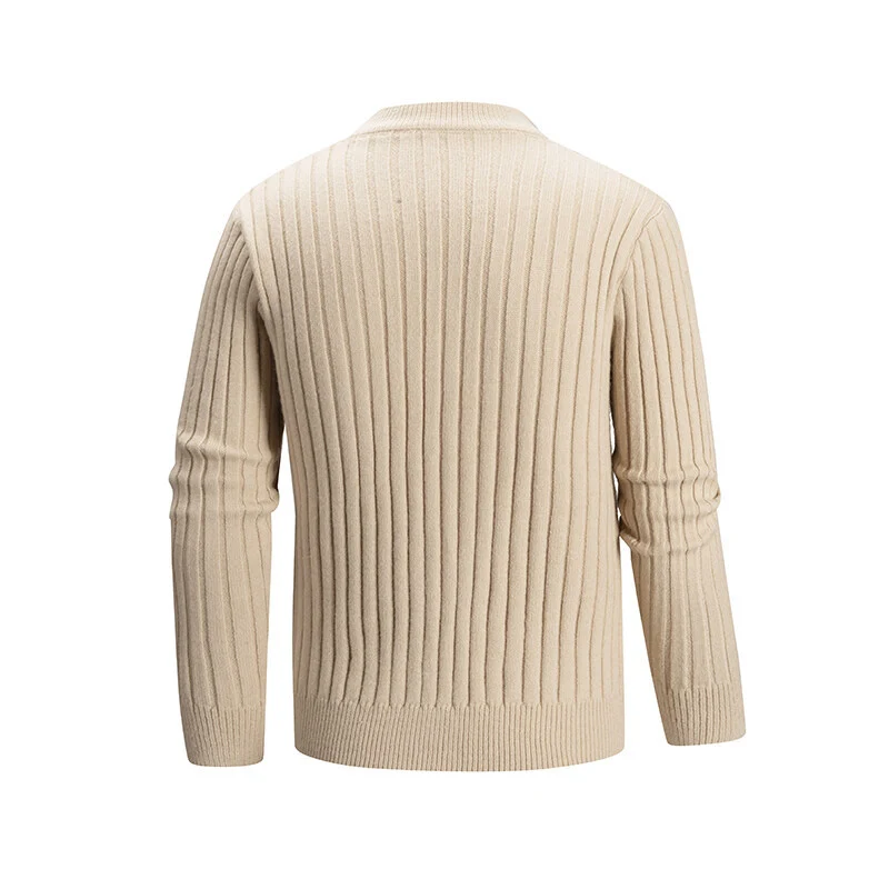 Herren Feiner Zopfmuster-Pullover mit kurzem Stehkragen und Raglanärmeln Nord Taschen